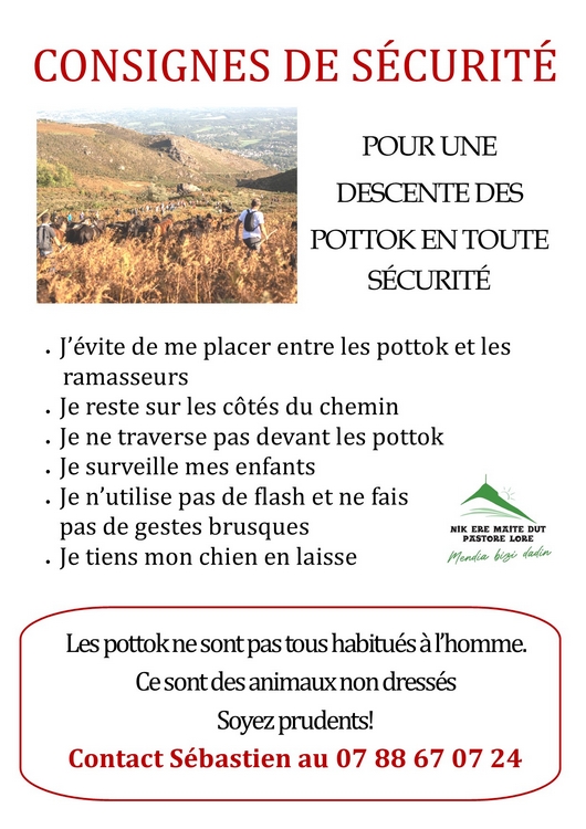 Consignes de sécurité pour la descente des Pottoks
